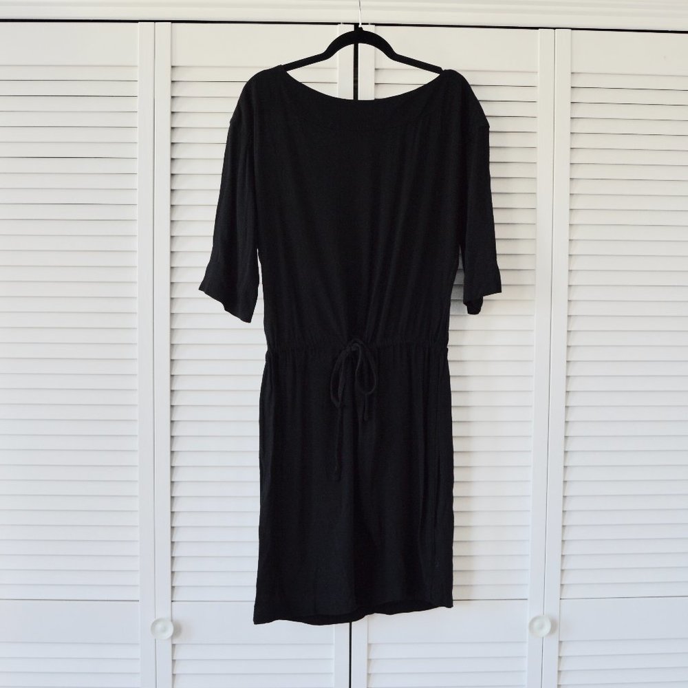 James Perse Size 3 Cinch Waist Black Dress | Size Large
